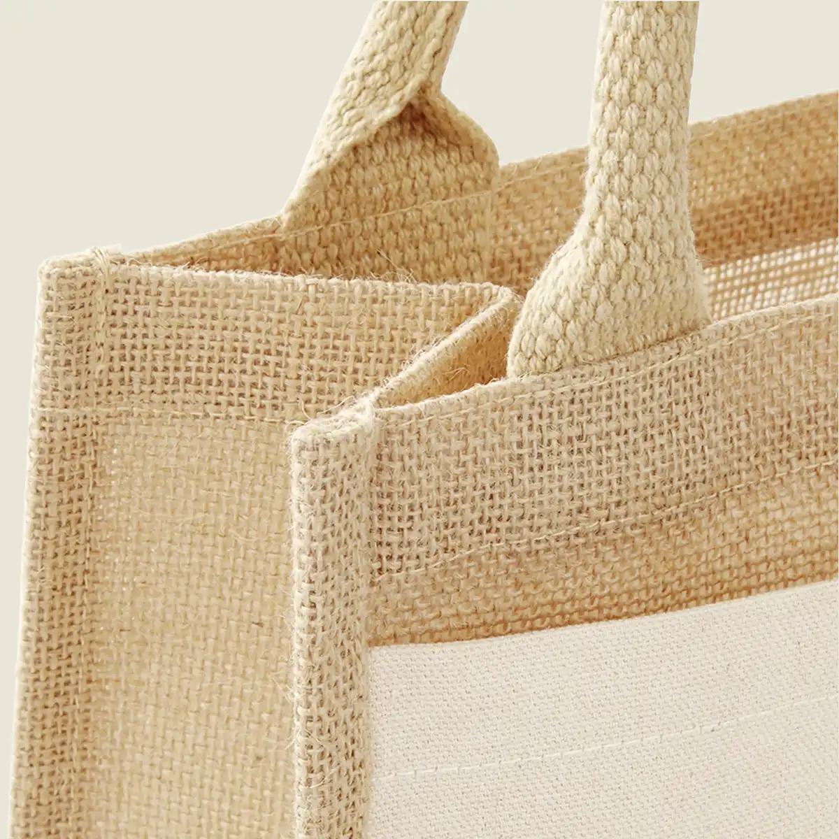 Show details for Westford Mill Pocket Jute Midi Tote Bag (W426)
