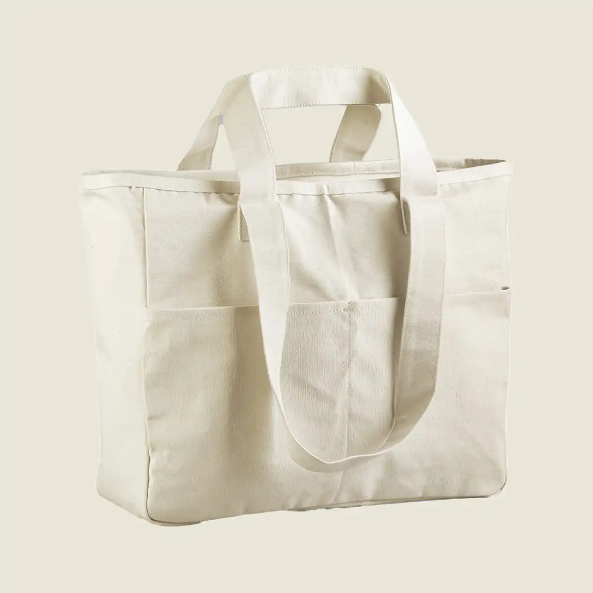Show details for Westford Mill Double Handle Cargo Pocket Tote Bag (W604)