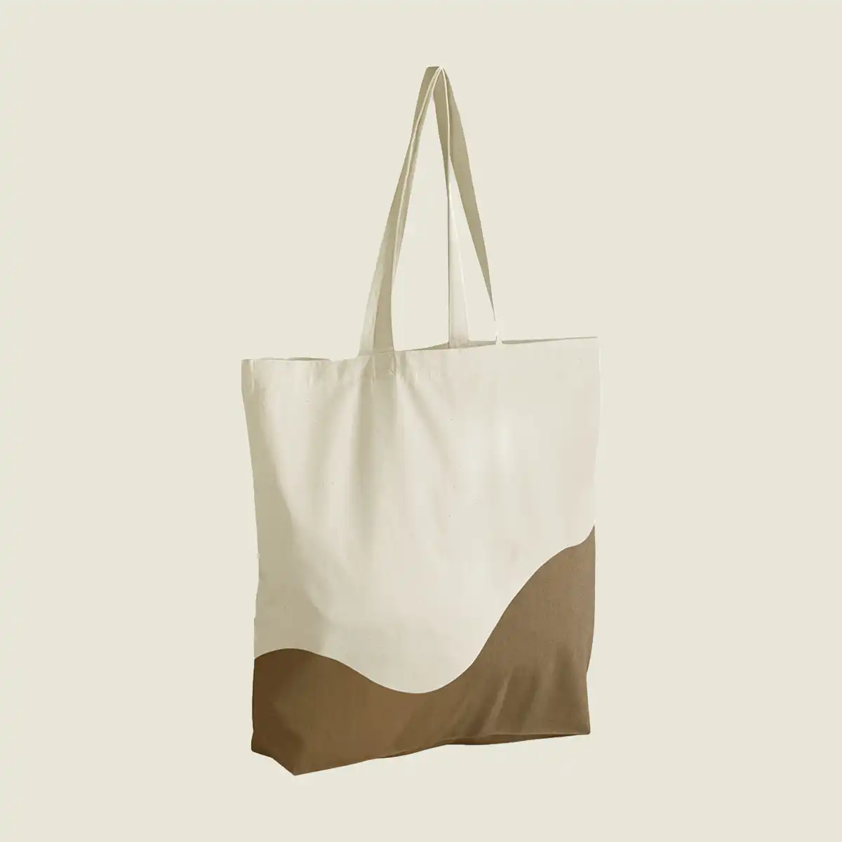 Show details for Westford Mill Organic Cotton Wave Print Maxi Tote Bag (W235) - Upload