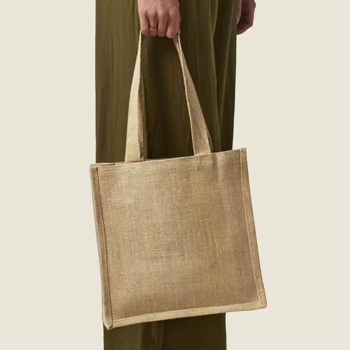 Show details for Westford Mill Jute Compact Tote Bag (W406)