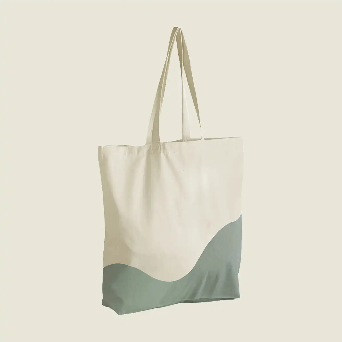 Show details for Westford Mill Organic Cotton Wave Print Maxi Tote Bag (W235) - Upload
