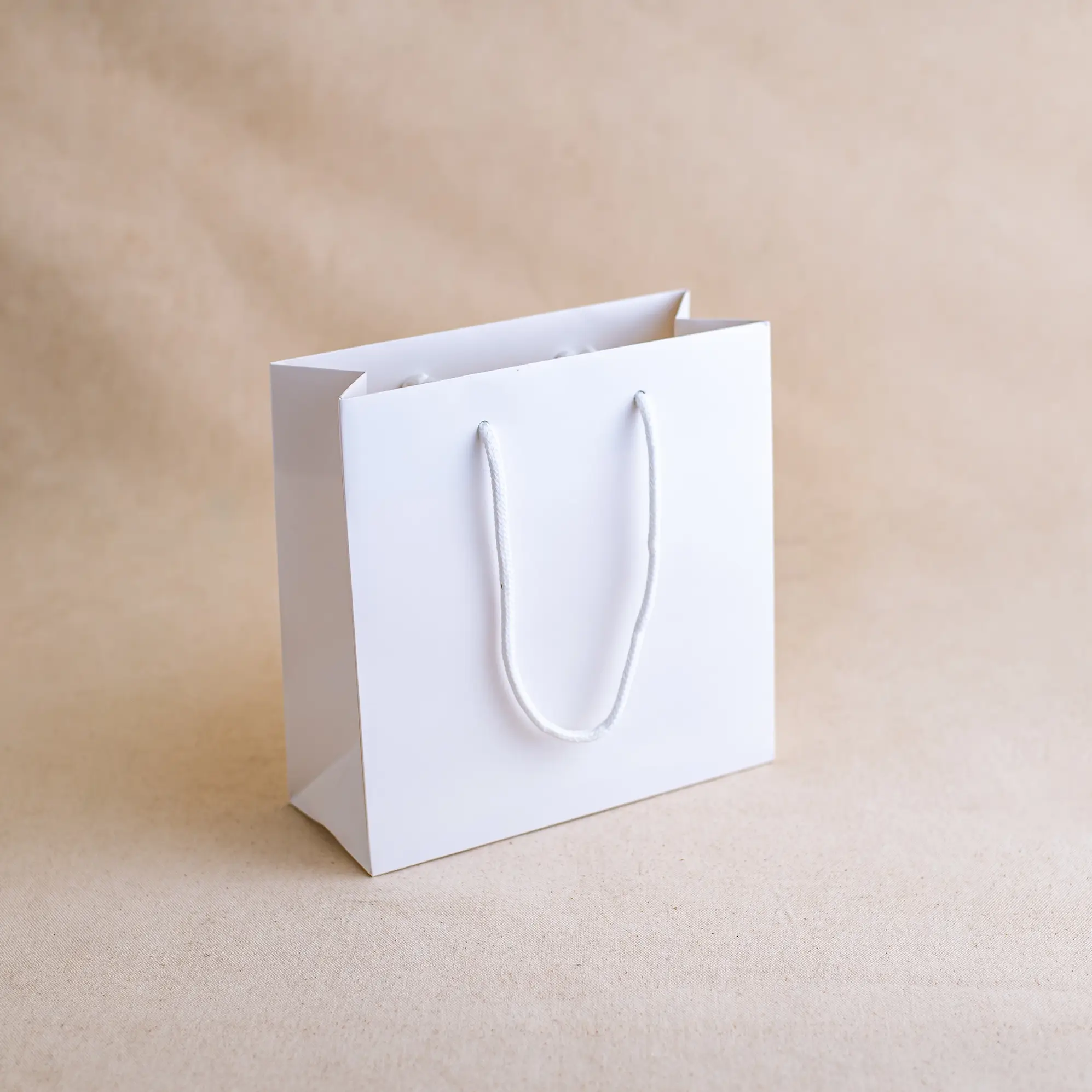 Show details for FSC® White Luxury Laminated Rope Handle Paper Bags - Plain