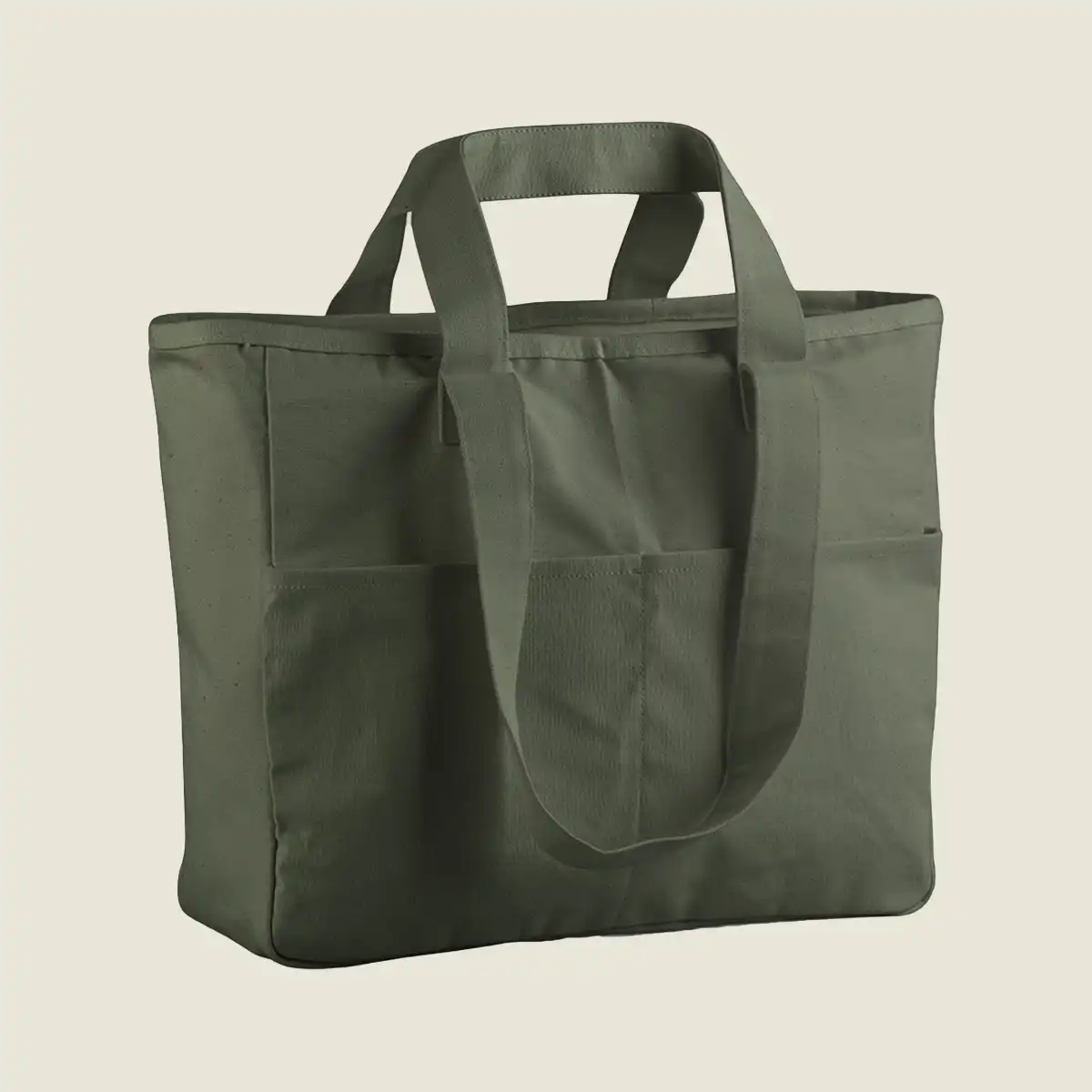 Show details for Westford Mill Double Handle Cargo Pocket Tote Bag (W604)