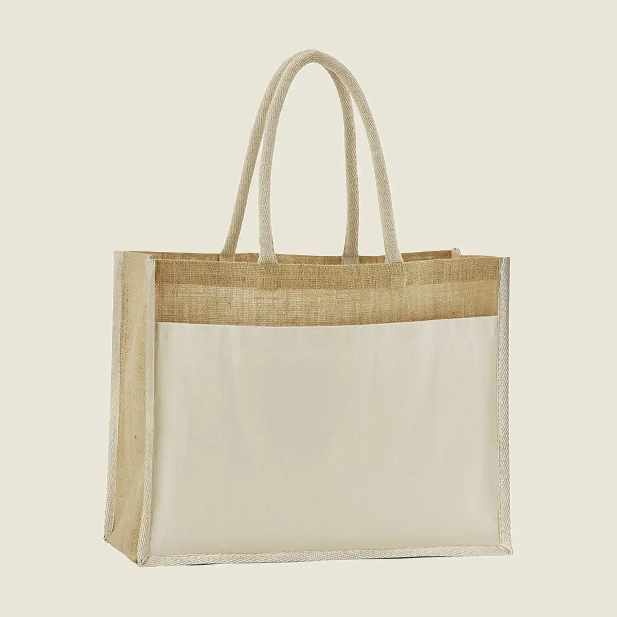 Show details for Westford Mill Cotton Pocket Natural Starched Jute Shopper (W480)