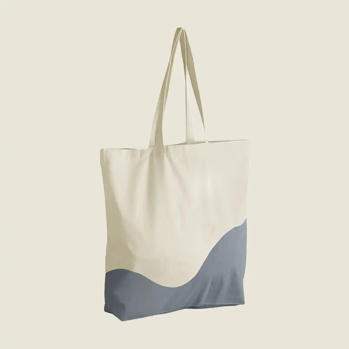 Show details for Westford Mill Organic Cotton Wave Print Maxi Tote Bag (W235) - Upload