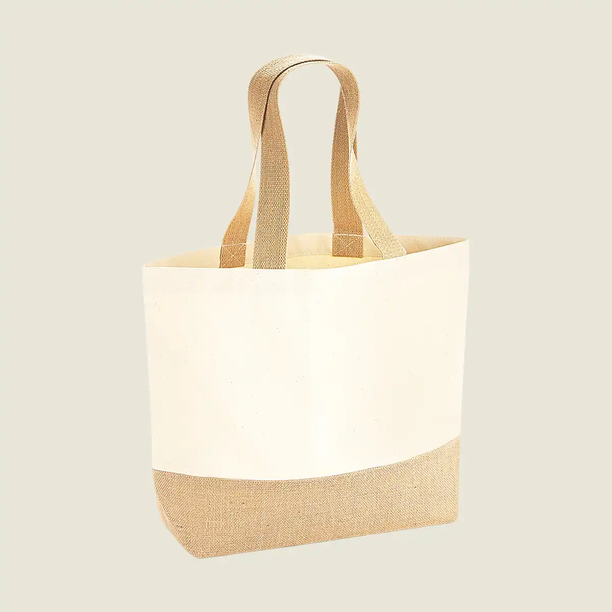 Show details for Westford Mill Jute Base Canvas Tote Bag (W451)