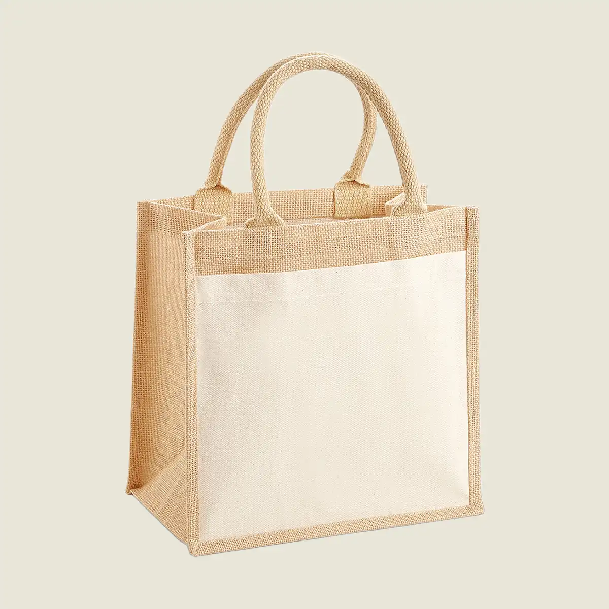 Show details for Westford Mill Pocket Jute Midi Tote Bag (W426)