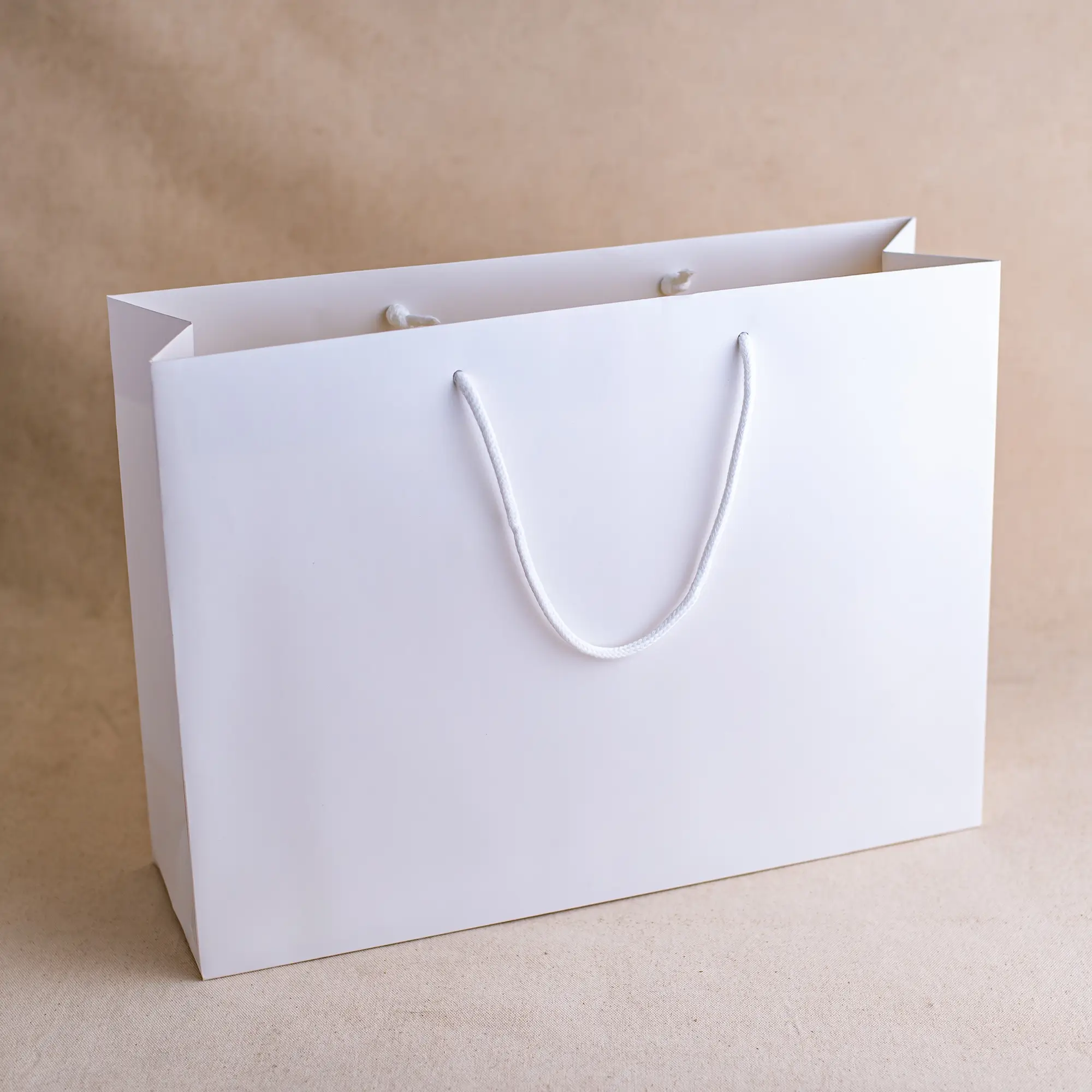 Show details for FSC® White Luxury Laminated Rope Handle Paper Bags - Plain