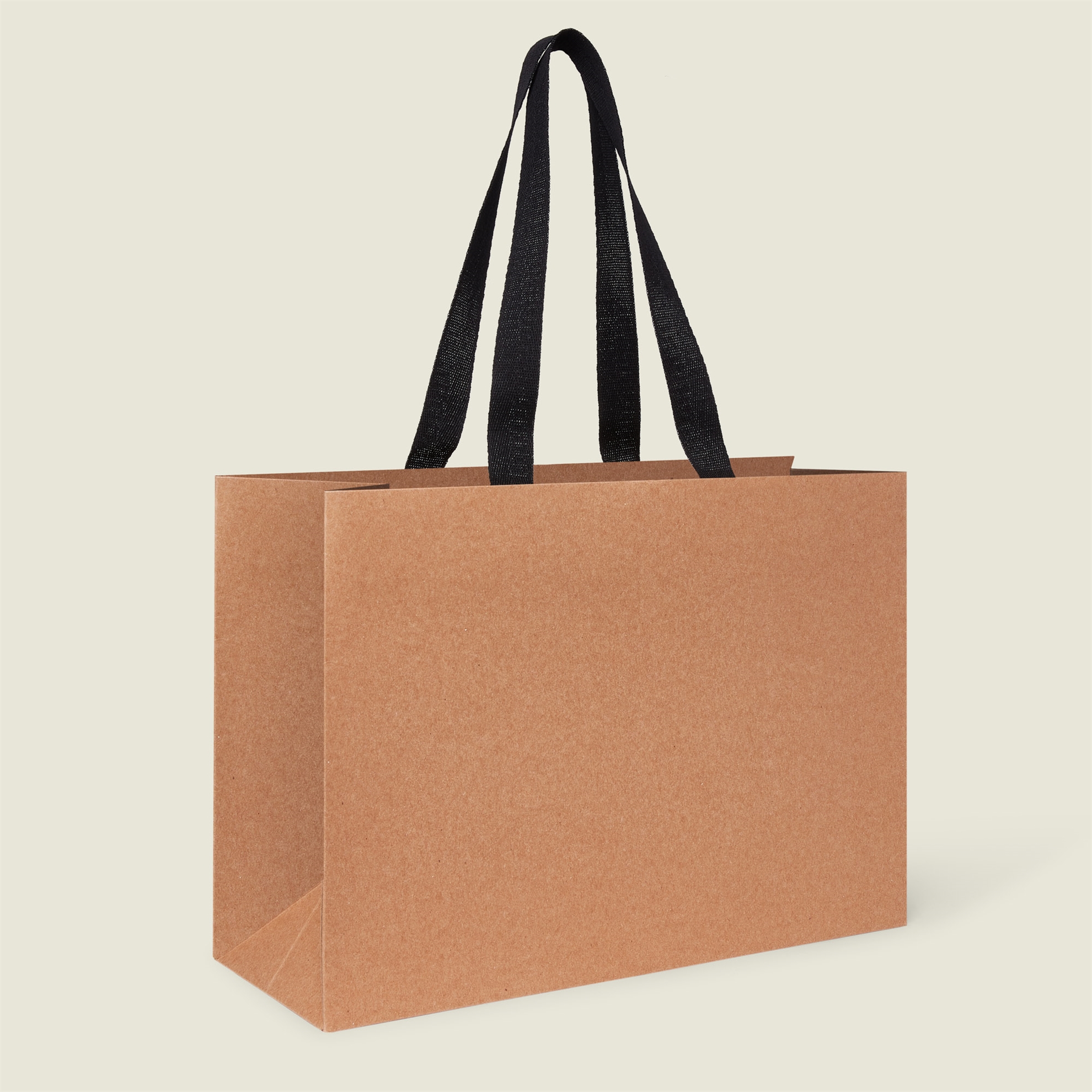 Show details for FSC® Luxury Ribbon Handle Brown Kraft Paper Bags - Plain
