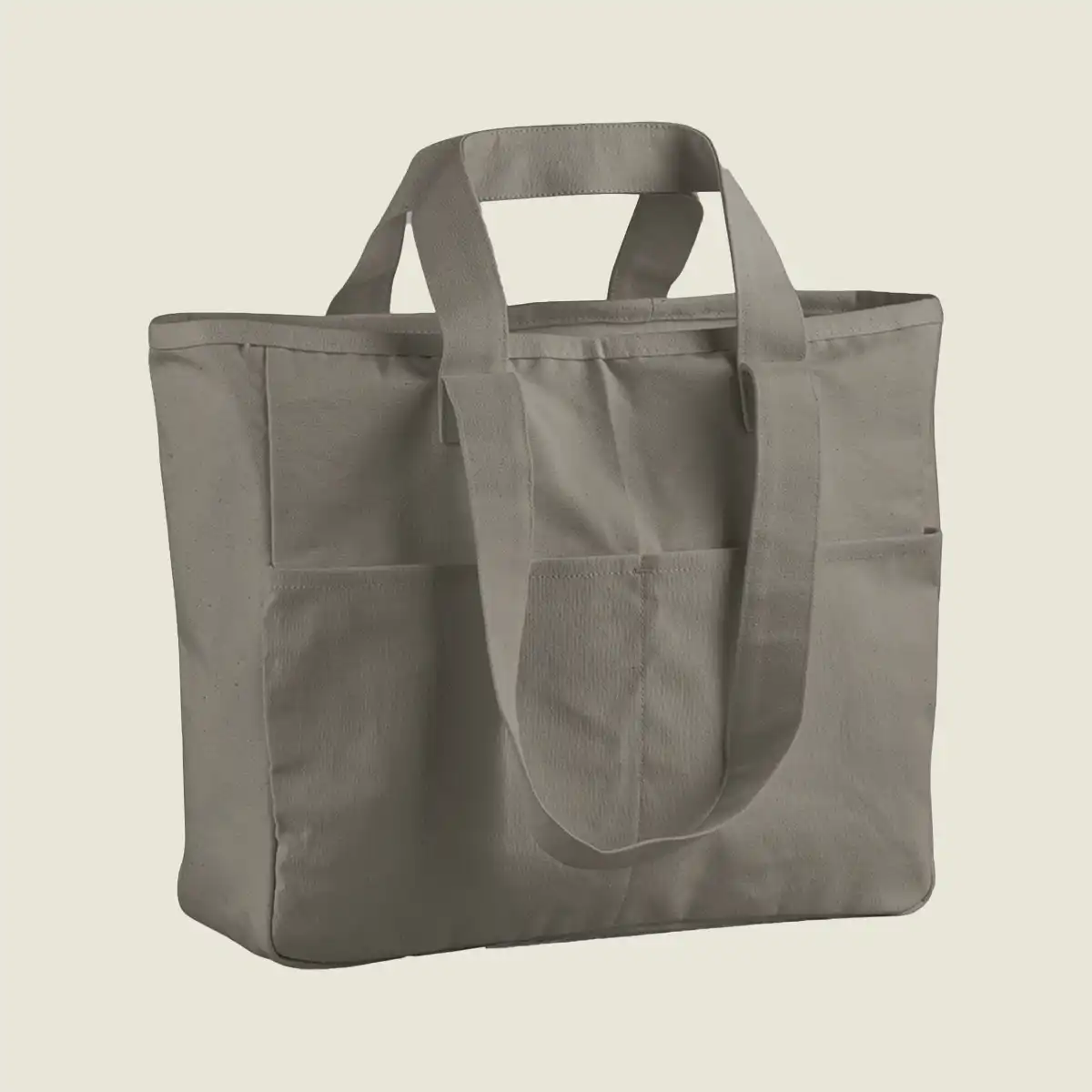 Show details for Westford Mill Double Handle Cargo Pocket Tote Bag (W604)